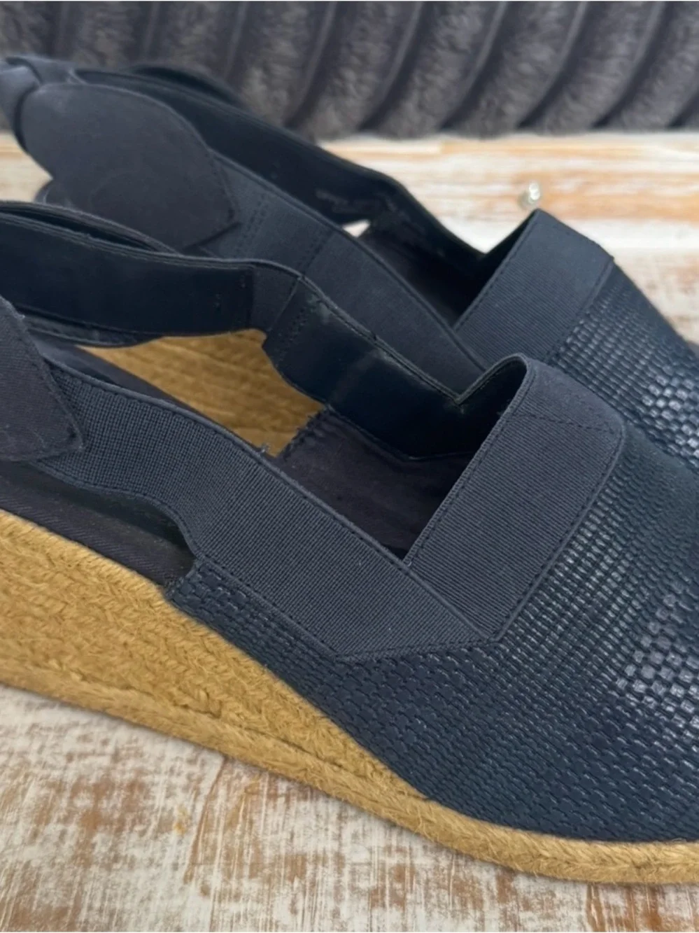 Lauren Ralph Lauren Navy Blue Espadrille Wedge Slingback